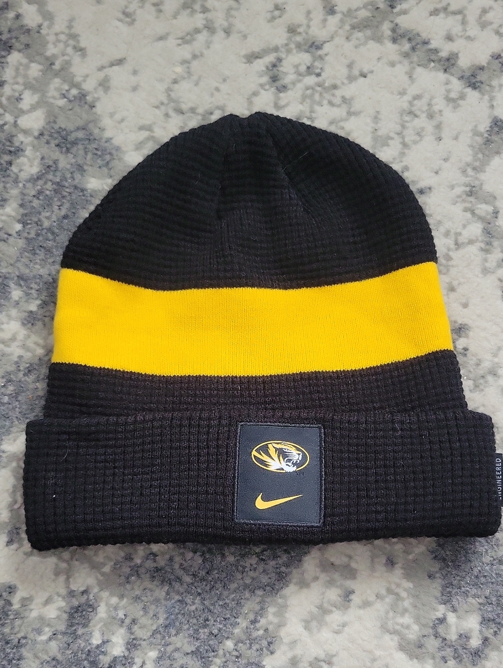 Nike Black and Yellow Cuffed Beanie with Team Patch